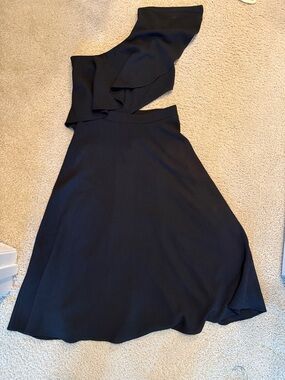 RACHEL Rachel Roy Black One-Shoulder Ruffle Dress